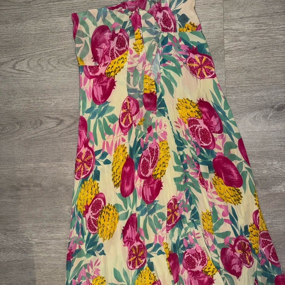 TAJ Sabrina Crippa Fruit Print Satin Maxi Dress XS - Picture 2 of 7